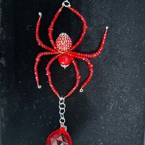 Red Beaded Spider Sun Catcher